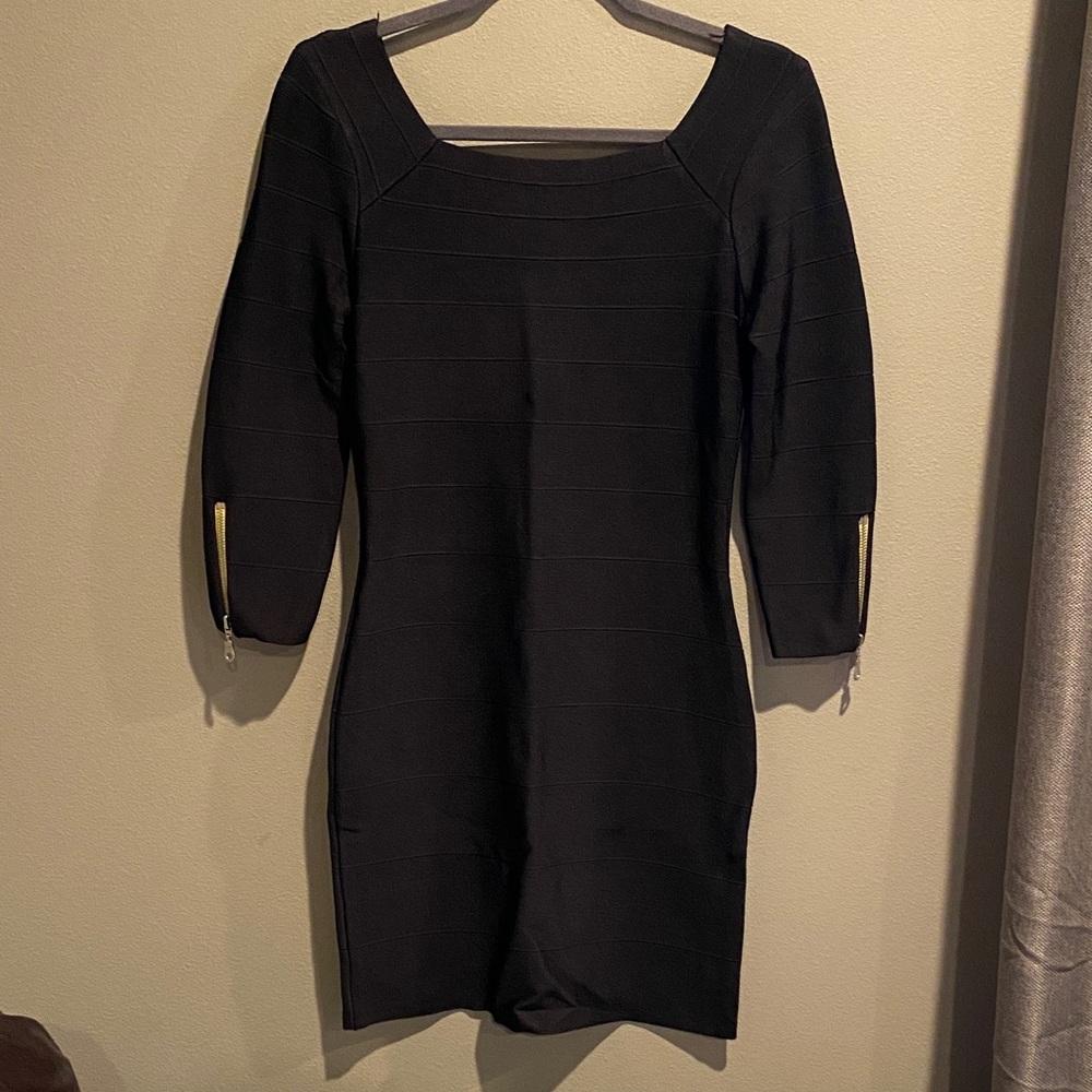 INC International Concepts Black 3/4 Sleeve Dress